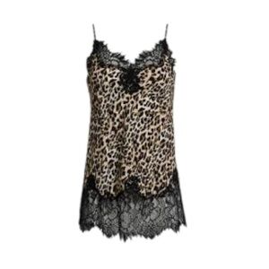 Silk Cami Leopard Lace Camisole Animal Print Tank Silk Lingerie Top Small NWT